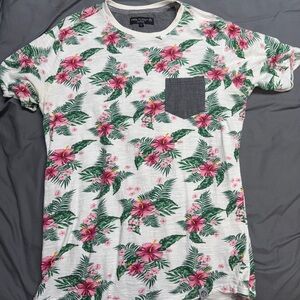 Free Planet Tropical Floral Men's Tee with Pocket